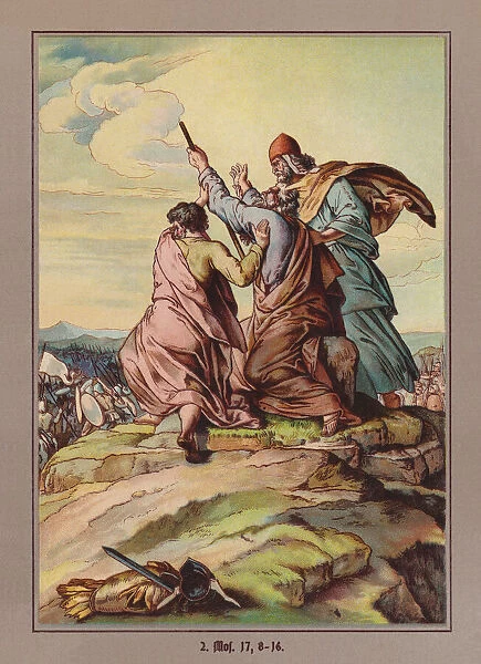 Israels victory over the Amalekites, chromolithograph, published in 1900