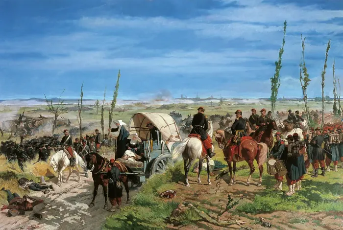 Framed Print : The Italian Camp at the Battle of Magenta, by Giovanni Fattori, 1862, 19th Century, oil on canvas, cm 240 x 340 Framed Print : The Italian Camp at the Battle of Magenta, by Giovanni Fattori, 1862, 19th Century, oil on canvas, cm 240 x 340