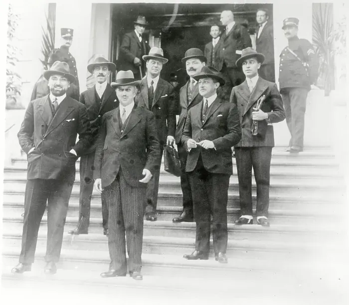 Framed Print : Italian Delegates Posing on Steps Framed Print : Italian Delegates Posing on Steps
