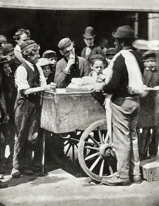 Framed Print : Italian Ice Cream Vendor with Customers Framed Print : Italian Ice Cream Vendor with Customers
