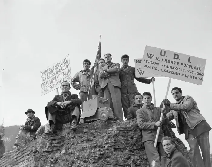 Framed Print : Italian Protesters with Signs