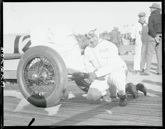 Framed Print : Italian Race Car Driver Stopping to Assist His Child Framed Print : Italian Race Car Driver Stopping to Assist His Child