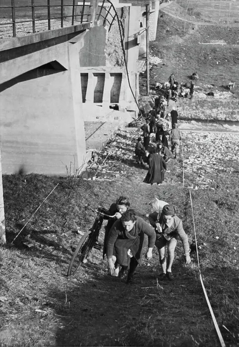 Framed Print : Italians Cross Canal, 1944 Framed Print : Italians Cross Canal, 1944