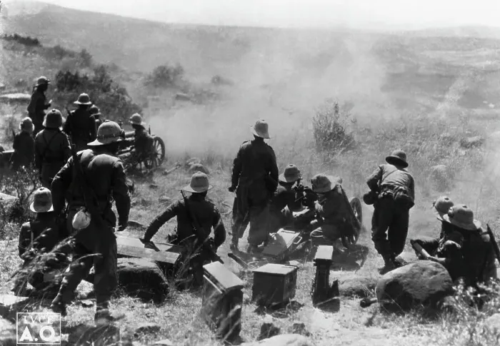 Framed Print : Italians Firing On Ethiopian Forces Framed Print : Italians Firing On Ethiopian Forces
