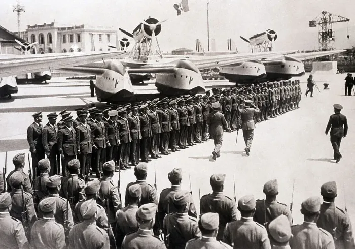 Framed Print : Italo Balbo Inspects Flight Crews Framed Print : Italo Balbo Inspects Flight Crews
