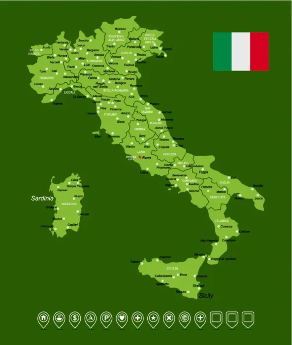 Framed Print : Italy Green Map Framed Print : Italy Green Map