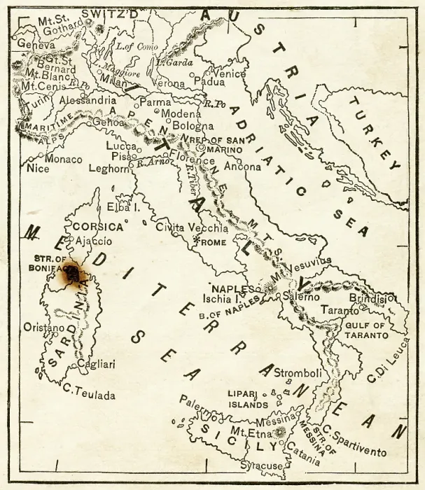 Framed Print : Italy map 1876