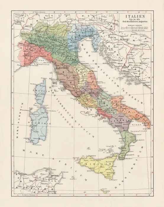 Framed Print : Italy until the time of Emperor Augustus, lithograph, published 1897 Framed Print : Italy until the time of Emperor Augustus, lithograph, published 1897