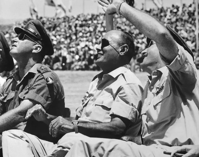 Framed Print : Itzhak Rabin and Moshe Dayan Watching Air Show Framed Print : Itzhak Rabin and Moshe Dayan Watching Air Show