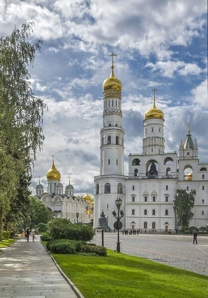 Ivan the Great bell Tower and Cathedral in the garden of Moscow Kremlin, Russia