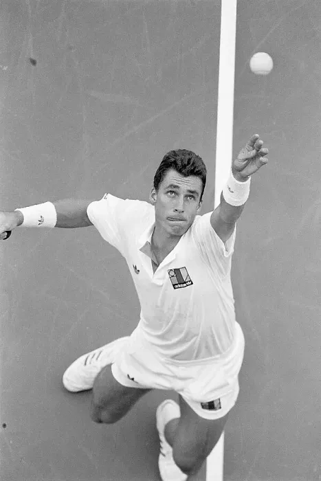Framed Print : Ivan Lendl Serving at the US Open