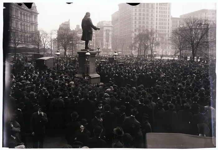 Framed Print : IWW Crowd Gathered in City Hall Park Framed Print : IWW Crowd Gathered in City Hall Park