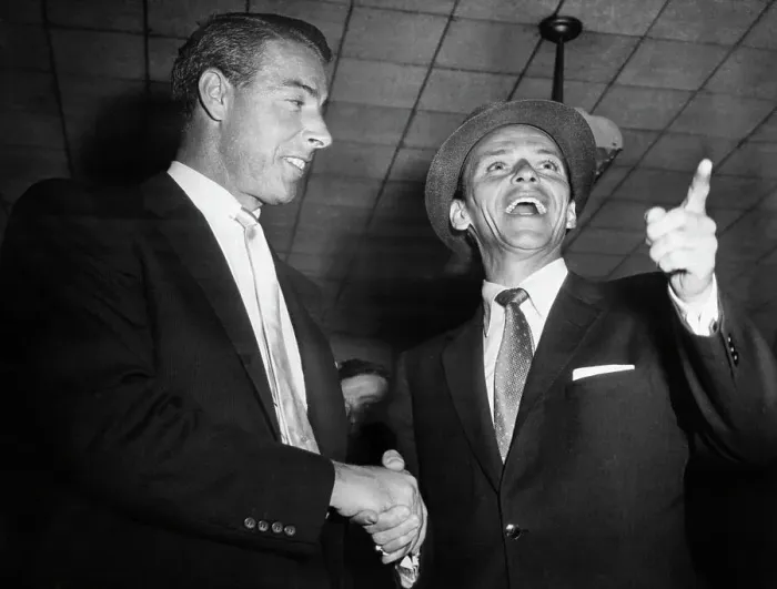 Framed Print : J. Dimaggio And F. Sinatra Shaking Hands