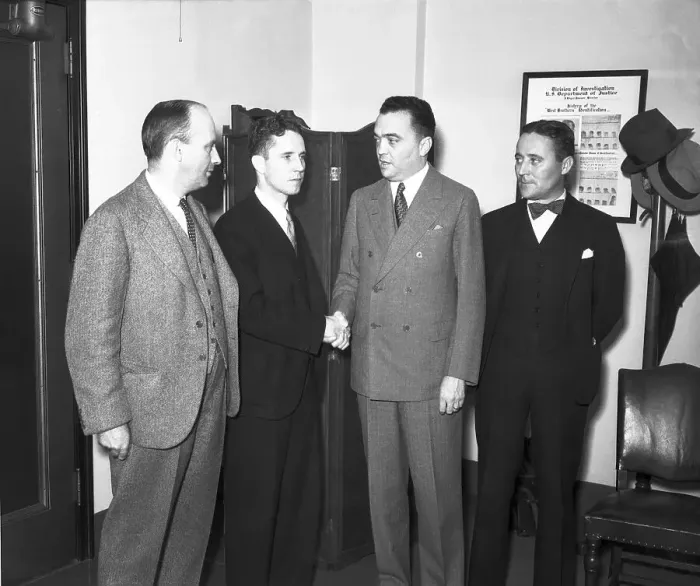 Framed Print : J. Edgar Hoover Congratulating Agents who Wroked on Lindbergh Case
