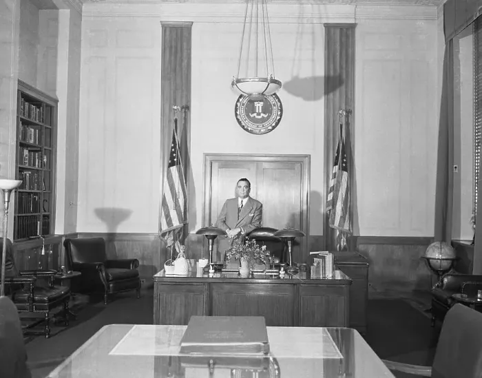 Framed Print : J. Edgar Hoover at his Desk Framed Print : J. Edgar Hoover at his Desk