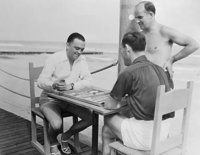 Framed Print : J. Edgar Hoover Playing Backgammon