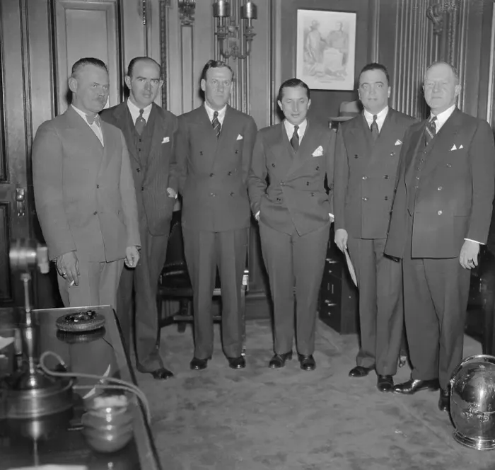 Framed Print : J. Edgar Hoover with Policemen Framed Print : J. Edgar Hoover with Policemen