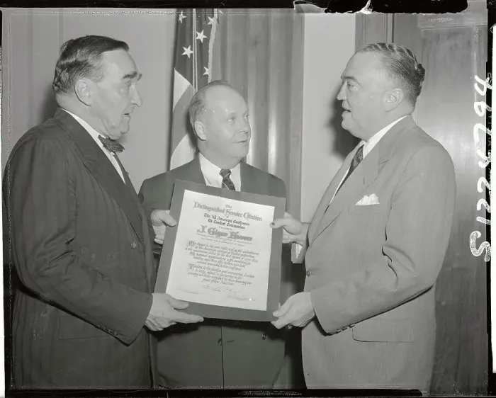 Framed Print : J. Edgar Hoover Receiving Award Framed Print : J. Edgar Hoover Receiving Award