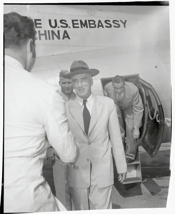 Framed Print : J Leighton Stuart Being Greeted at Airport Framed Print : J Leighton Stuart Being Greeted at Airport