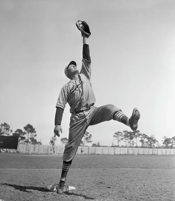 Framed Print : J. Mize Catches Ball During Game Framed Print : J. Mize Catches Ball During Game