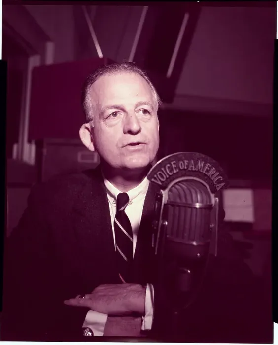 Framed Print : J. R. Poppele Sitting at Microphone Framed Print : J. R. Poppele Sitting at Microphone