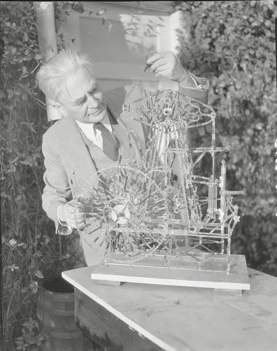 Framed Print : Jack Backman with His Glass Model Engine Invention Framed Print : Jack Backman with His Glass Model Engine Invention