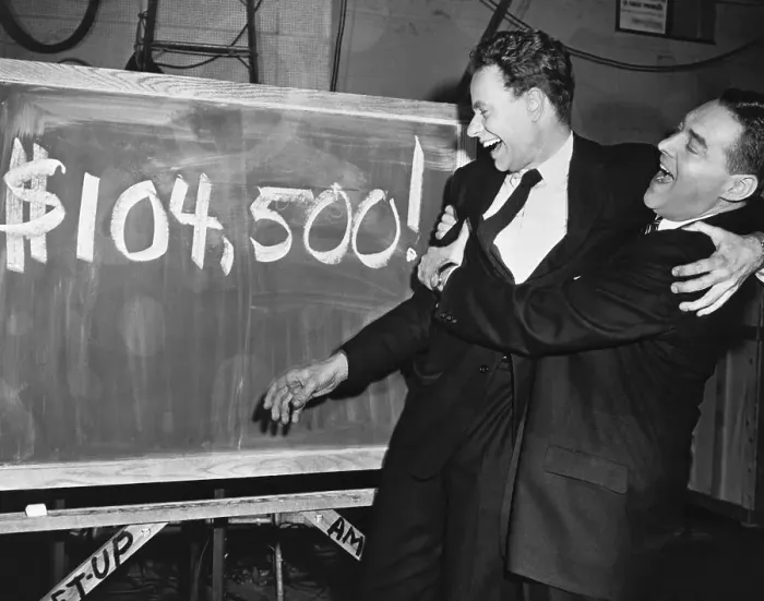 : Jack Barry Hugging Charles Van Doren : Jack Barry Hugging Charles Van Doren