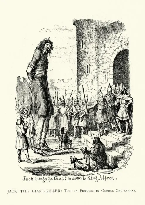 Framed Print : Jack brings the Giant prisoner to King Alfred Framed Print : Jack brings the Giant prisoner to King Alfred
