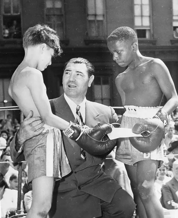 Framed Print : Jack Dempsey Congratulates Eleven Year Old Boxers Framed Print : Jack Dempsey Congratulates Eleven Year Old Boxers