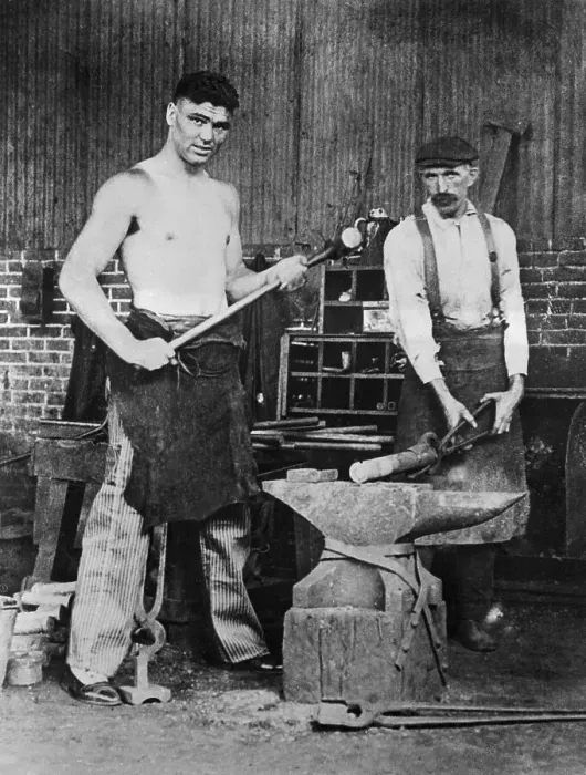 Framed Print : Jack Dempsey Holding a Hammer Framed Print : Jack Dempsey Holding a Hammer