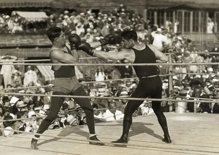 Framed Print : Jack Dempsey Sparring With Trainer Framed Print : Jack Dempsey Sparring With Trainer
