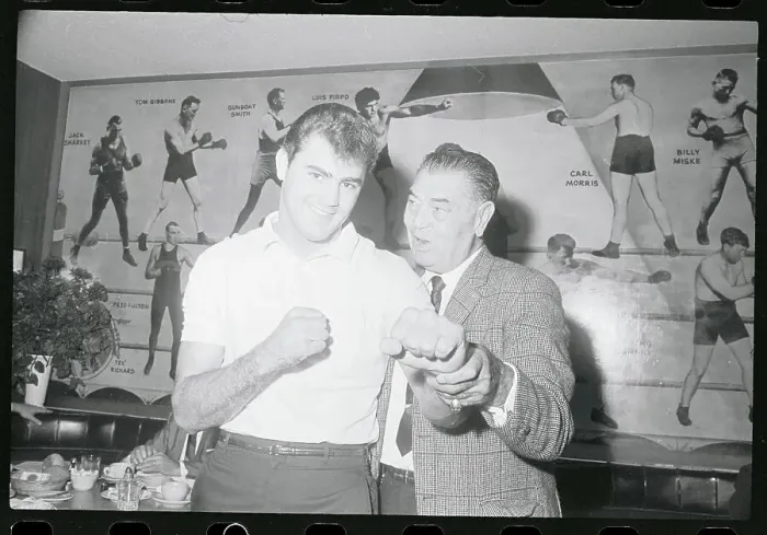 Framed Print : Jack Dempsey Speaking with Tony Doyle Framed Print : Jack Dempsey Speaking with Tony Doyle