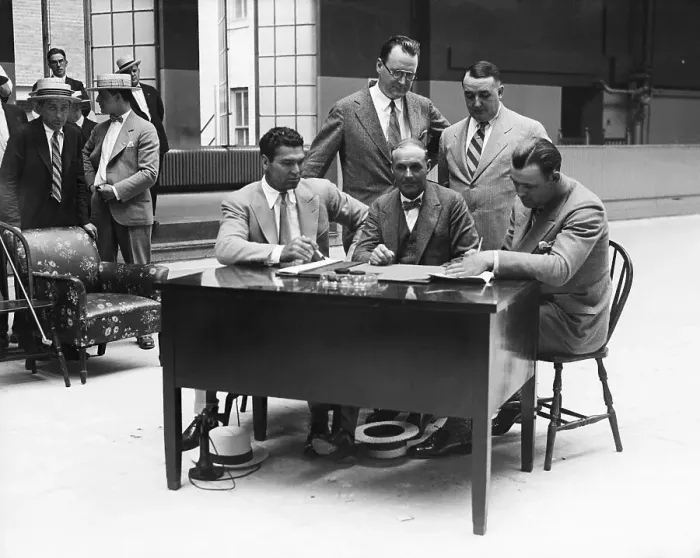 Framed Print : Jack Dempsey, T.Rickard, Others Signing Contract Framed Print : Jack Dempsey, T.Rickard, Others Signing Contract