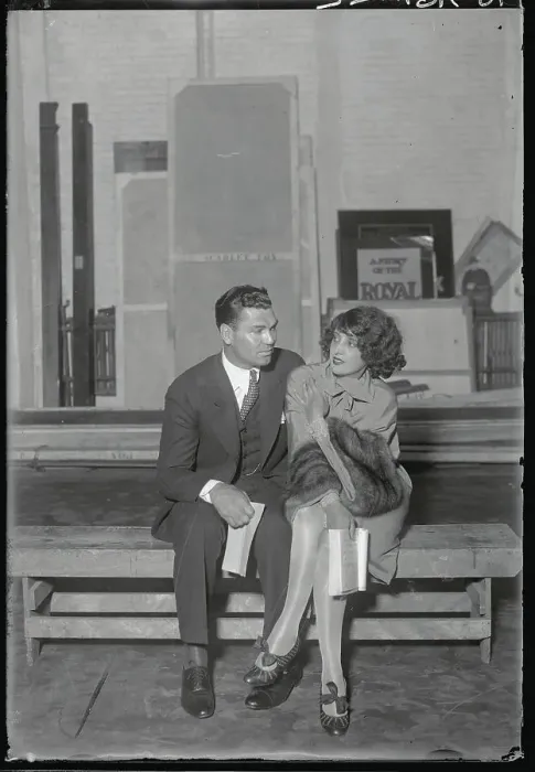 Framed Print : Jack Dempsey and Wife Looking at Script Framed Print : Jack Dempsey and Wife Looking at Script