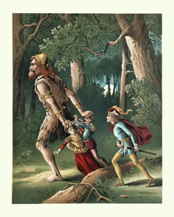Framed Print : Jack the Giant Killer, rescuing people from the evil giant, Fairy tale Framed Print : Jack the Giant Killer, rescuing people from the evil giant, Fairy tale