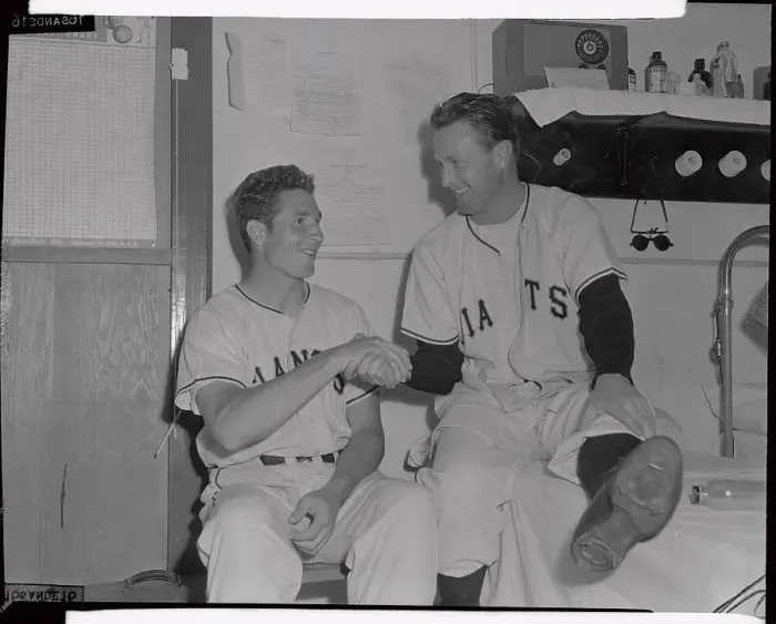 Framed Print : Jack Kramer and Bobby Thomson Shaking Hands Framed Print : Jack Kramer and Bobby Thomson Shaking Hands
