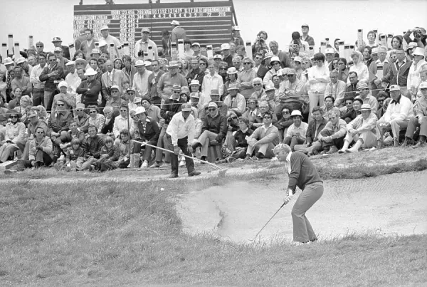 Jack Nicklaus in Bunker at Pebble Beach Art Prints, Posters