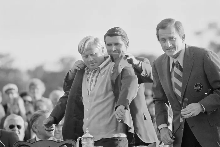 Framed Print : Jack Nicklaus Putting on Master Coat