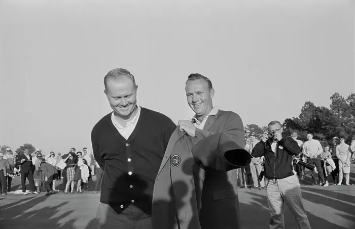 Framed Print : Jack Nicklaus Receiving Green Jacket Framed Print : Jack Nicklaus Receiving Green Jacket