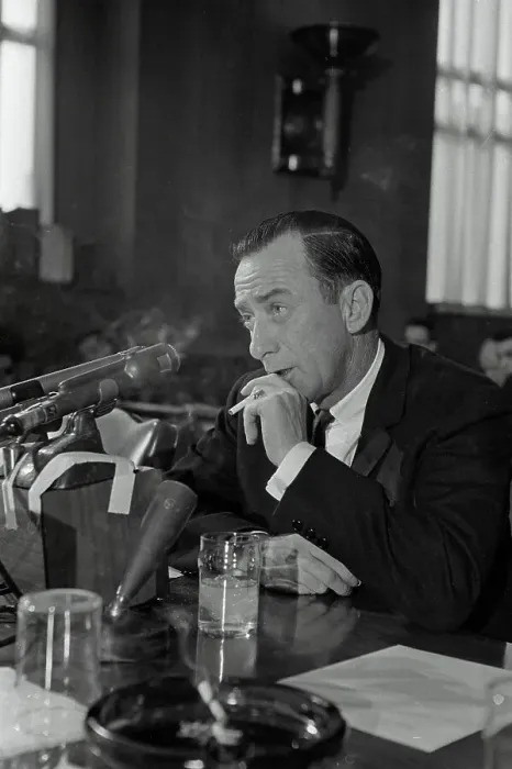 Framed Print : Jack Nilon Speaking Before a Senate Subcommittee