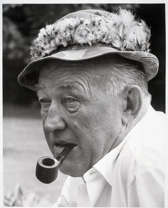 Framed Print : Jack Sharkey Smokes Pipe; W / Fishing Hat