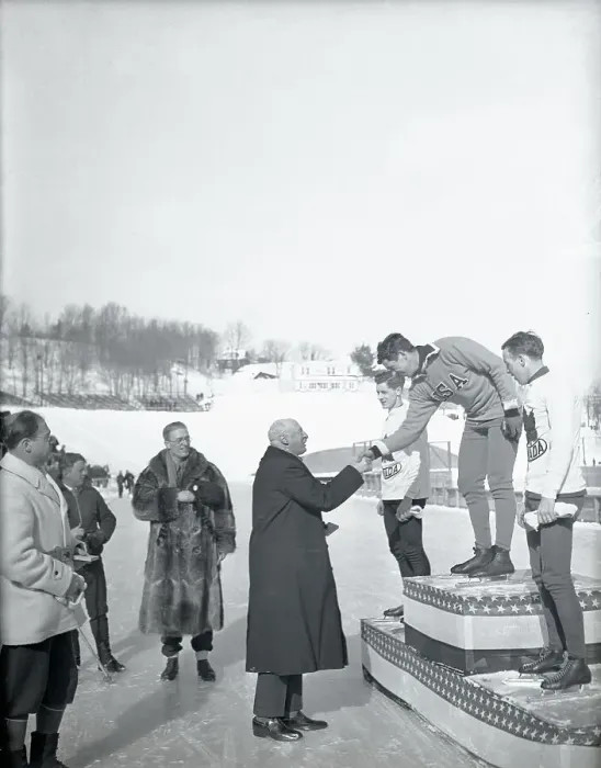 Framed Print : Jack Shea Being Awarded for Olympic Feats
