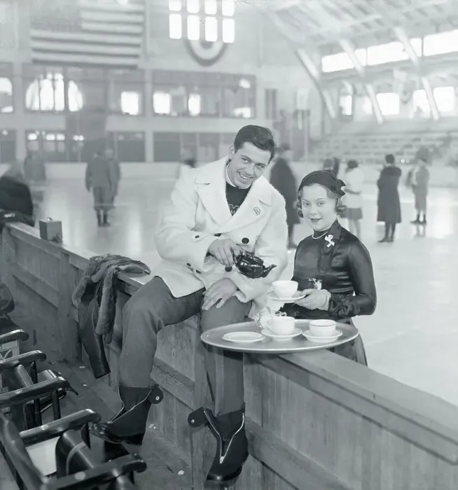 Framed Print : Jack Shea and Sonja Henie Drinking Tea at Lake Placid Winter Olympics Framed Print : Jack Shea and Sonja Henie Drinking Tea at Lake Placid Winter Olympics