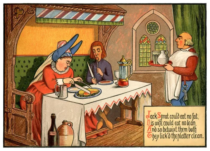 Framed Print : Jack Sprat Could Eat No Fat - Victorian nursery rhyme illustration Framed Print : Jack Sprat Could Eat No Fat - Victorian nursery rhyme illustration