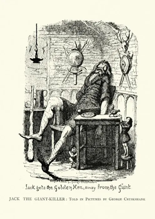 Framed Print : Jack stealing golden hen from the Giant, Jack and the Beanstalk Framed Print : Jack stealing golden hen from the Giant, Jack and the Beanstalk