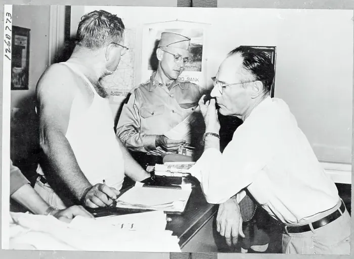 Framed Print : Jack Warren Reading Charges Placed Against Elmer Reece Framed Print : Jack Warren Reading Charges Placed Against Elmer Reece