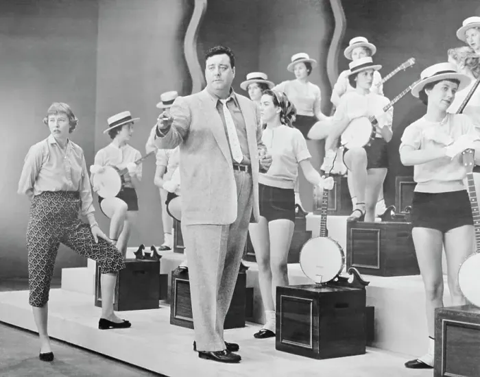 Framed Print : Jackie Gleason with Dancers Holding Banjos Framed Print : Jackie Gleason with Dancers Holding Banjos
