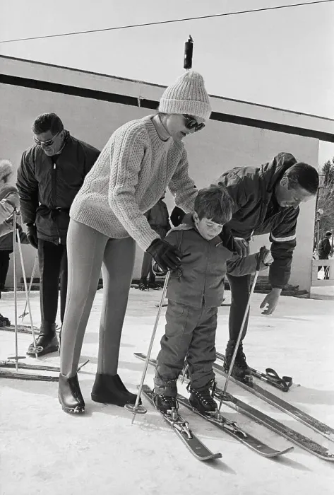 Framed Print : Jackie Kennedy Helping Son John Jr Ski Framed Print : Jackie Kennedy Helping Son John Jr Ski