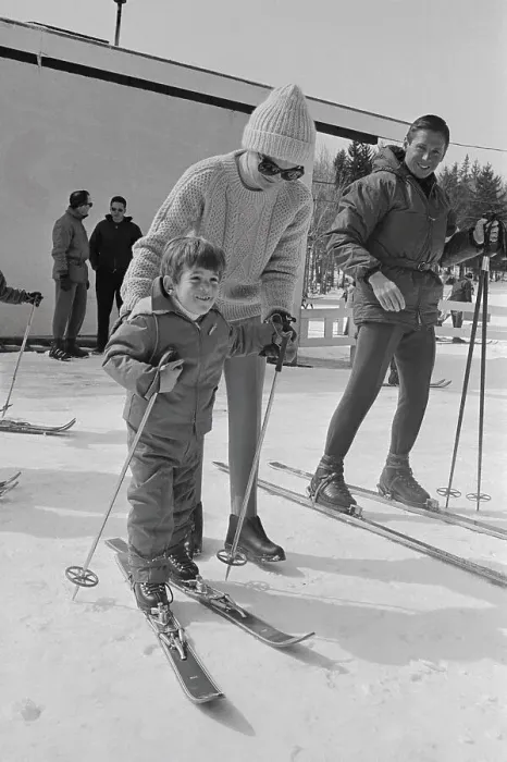 Framed Print : Jackie Kennedy Helping Son John Jr Ski Framed Print : Jackie Kennedy Helping Son John Jr Ski