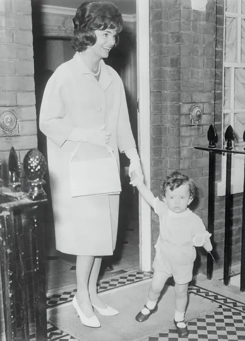 Framed Print : Jackie Kennedy Holding Hand of Young Anthony Radziwill